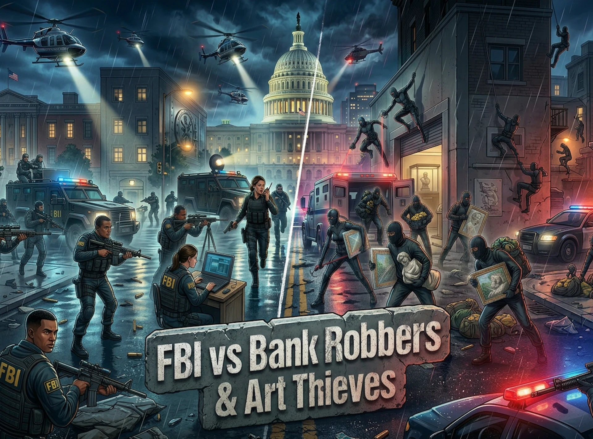 Washington D.C: FBI V.S Bank Robbers & Art Thieves